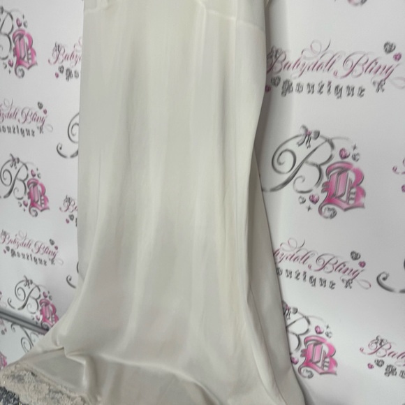 Dress long maxi light white Elegant Cream Lace Trim Nightgown Lacie vintage slip - Picture 4 of 12